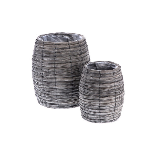 Set 2 ghivece flori lemn gri 22 x 32,5, 35 x 44 cm