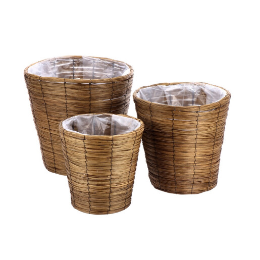 Set 3 ghivece flori lemn maro 31 x 32, 36 x 35, 41 x 38 cm