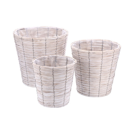 Set 3 ghivece flori lemn alb 31 x 32, 36 x 35, 41 x 38 cm