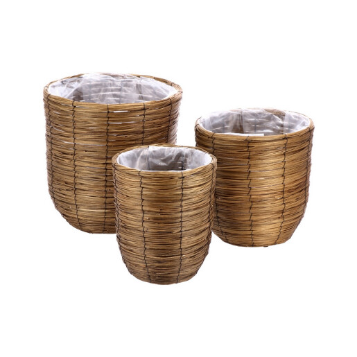 Set 3 ghivece flori lemn maro 27 x 34, 34 x 35, 40 x 41 cm