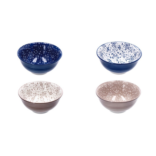 Set 4 boluri portelan multicolor 15 x 7 cm