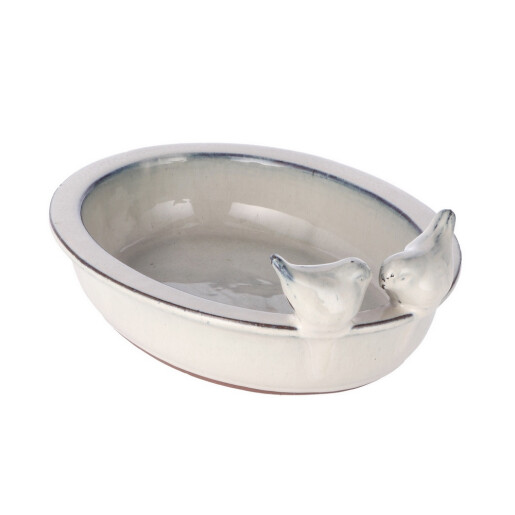 Hranitoare pasari ceramica bej gri 31 x 24 x 11 cm