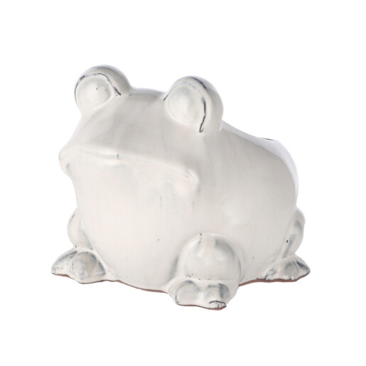 Ghiveci flori ceramica alba Broscuta 27 x 24 x 23 cm