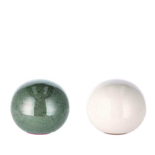 Set 2 sfere decorative ceramica verde alba 21 cm