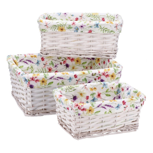 Set 3 cosuri depozitare lemn textil 27,5 x 19 x 11,5 cm, 32 x 23,5 x 14 cm, 38 x 28 x 16,5 cm