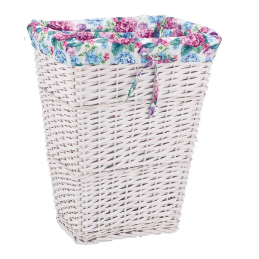 Cos rufe, depozitare, lemn salcie alb, textil multicolor 41 x 31 x 52 cm