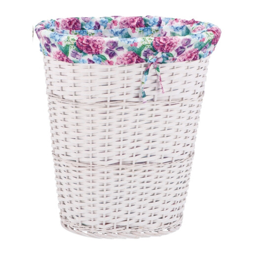 Cos rufe, depozitare lemn salcie alb, textil 48 x 37 x 52 cm