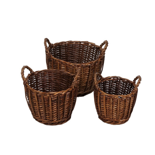 Set 3 cosuri depozitare lemn salcie maro 19 x 17 cm, 24 x 19 cm, 30 x 21 cm
