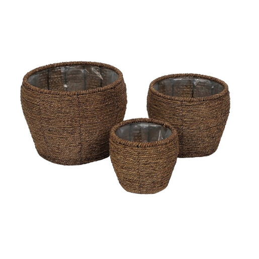 Set 3 ghivece flori fibre naturale 18 x 17 cm, 25 x 21,5 cm, 30 x 26 cm