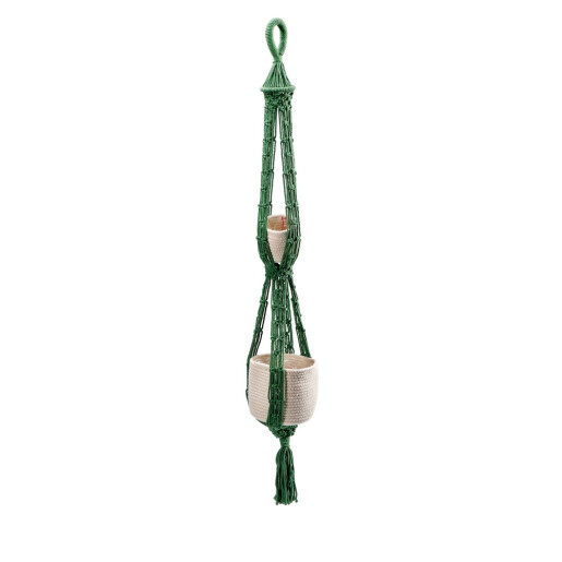 Suport cu 2 ghivece bumbac verde 15 x 110 cm