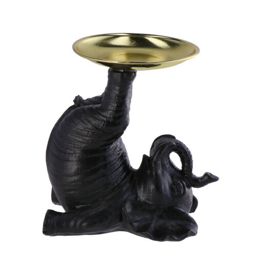 Figurina Elefant polirasina neagra aurie 18,5 x 12 x 18,5 cm