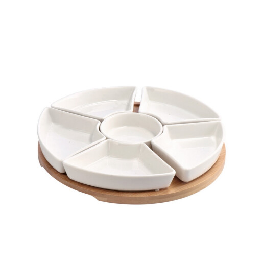 Platou servire 6 compartimente, ceramica bambus 24,5 cm