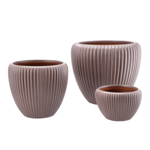 Set 3 ghivece flori ceramica gri 17 x 11, 22 x 20, 30 x 26 cm