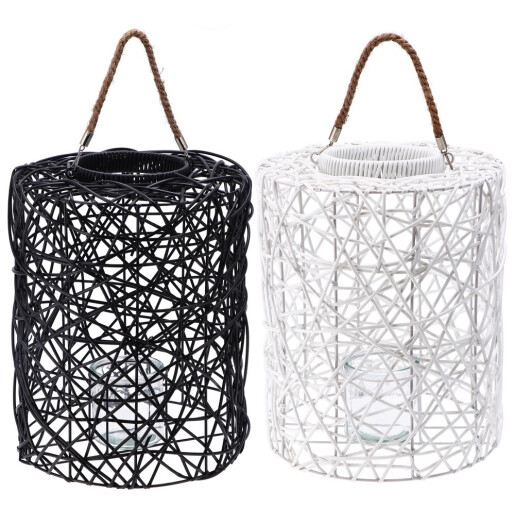 Set 2 felinare plastic cu pahar sticla  31 x 39 cm