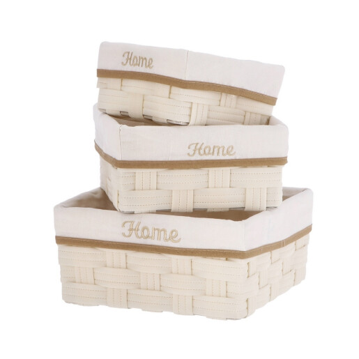Set 3 cosuri depozitare bej 20 x 20 x 10,5, 25 x 25 x 12, 30 x 30 x 14 cm