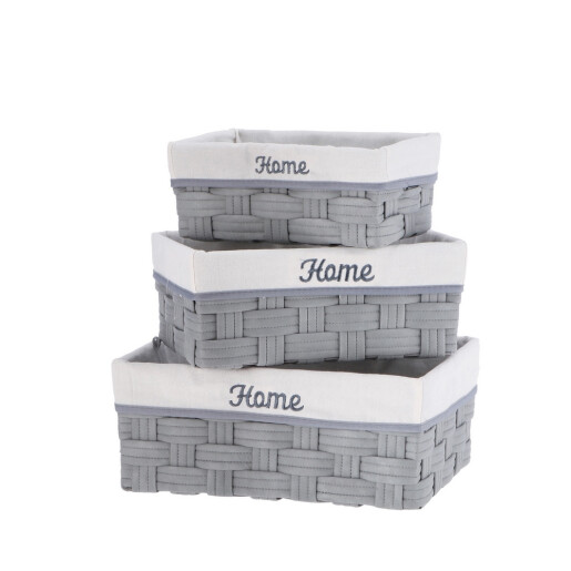 Set 3 cosuri depozitare gri  28,5 x 18 x 11, 33 x 22,5 x 13, 38 x 28 x 15 cm