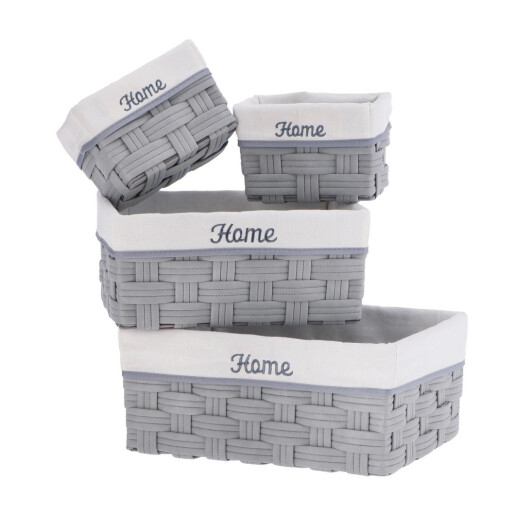 Set 4 cosuri depozitare textil gri 20 x 15 x 13 cm, 35 x 25 x 15 cm, 40 x 30 x 16,5 cm