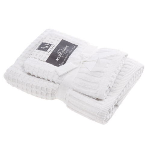 Set 2 prosoape baie bumbac alb 40 x 55 cm, 55 x 100 cm