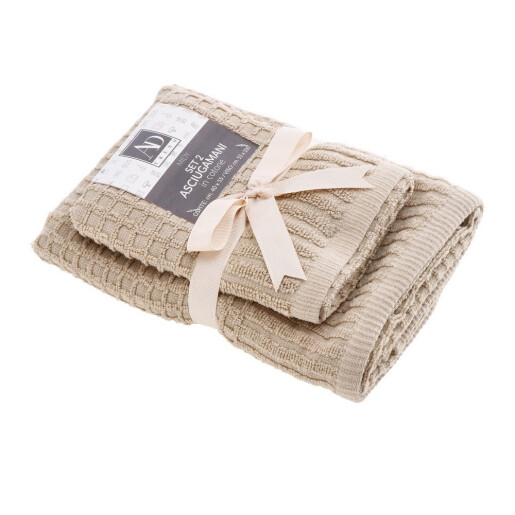 Set 2 prosoape baie bumbac bej 40 x 55 cm, 55 x 100 cm