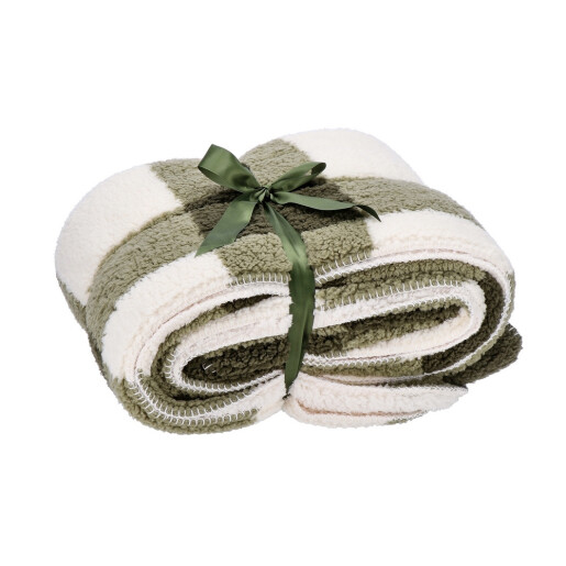 Patura textil alb verde Amy 200 x 220 cm