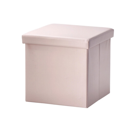 Taburet pliabil cu spatiu depozitare piele ecologica roz 38 x 38 x 38 cm