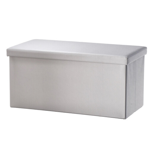 Bancuta pliabila cu spatiu depozitare piele ecologica gri 76 x 38 x 38 cm