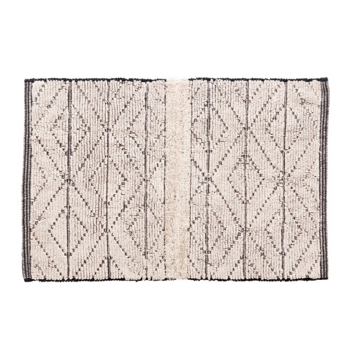 Covoras bumbac crem negru Peres 60 x 120 cm
