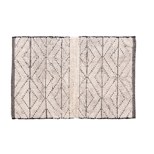 Covor bumbac crem negru 90 x 150 cm