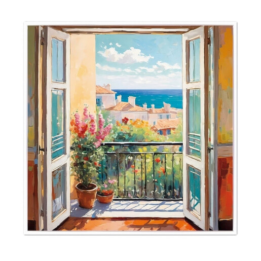 Tablou decorativ oleografie pe panza Peisaj 40 x 40 cm