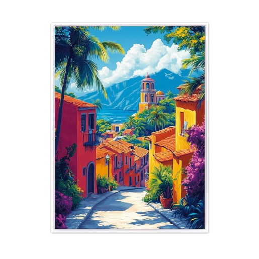 Set 3 tablouri decorative oleografie pe panza Peisaje 45 x 60 cm