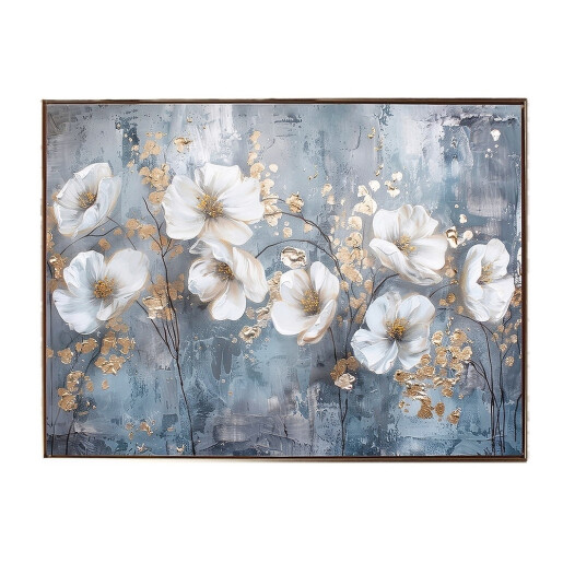 Set 2 tablouri decorative oleografie pe panza Flowers 45 x 60 cm