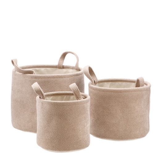 Set 3 cosuri depozitare textil maro 20 x 18 cm, 25 x 20 cm, 30 x 24 cm
