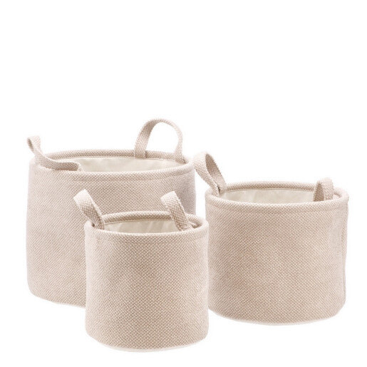 Set 3 cosuri depozitare textil crem 20 x 18 cm, 25 x 20 cm, 30 x 24 cm