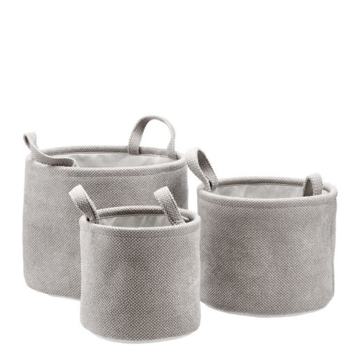 Set 3 cosuri depozitare textil gri 20 x 18 cm, 25 x 20 cm, 30 x 24 cm