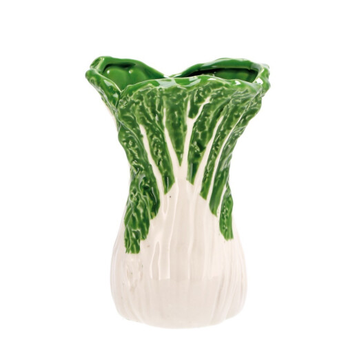 Suport ustensile bucatarie ceramica verde alba 13,5 x 20 cm