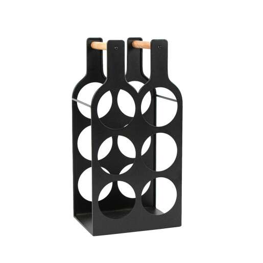 Suport 6 sticle vin fier negru 24,5 x 18 x 49 cm