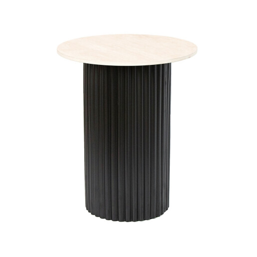 Masuta rotunda fier negru ceramica crem 40,5 x 48 cm