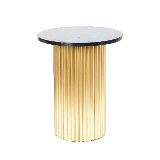 Masuta rotunda fier auriu marmura neagra 40,5 x 48 cm