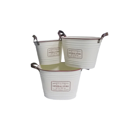 Set 3 ghivece flori metal 32 x 21 x 24 cm, 37 x 26 x  27 cm, 43 x 29 x 30 cm