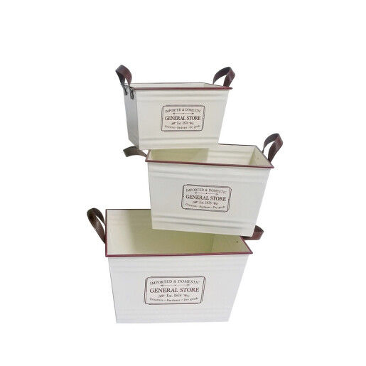 Set 3 ghivece flori metal 30 x 22 x 19,5 cm, 35 x 27 x  22,5 cm,  40 x 32 x 25 cm