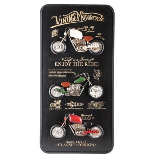Decoratiune perete Motociclete cu ceas 60 x 7,5 x 120 cm