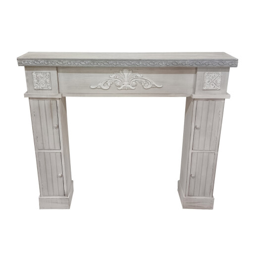 Masca decorativa semineu lemn gri alb 120 x 23,5 x 101 cm