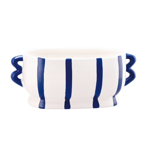 Ghiveci flori dolomit albastru alb 30 x 14,5 x 13 cm