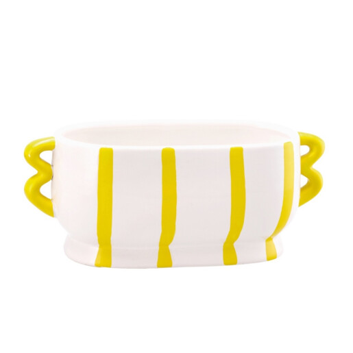 Ghiveci flori dolomit galben alb 30 x 14,5 x 13 cm