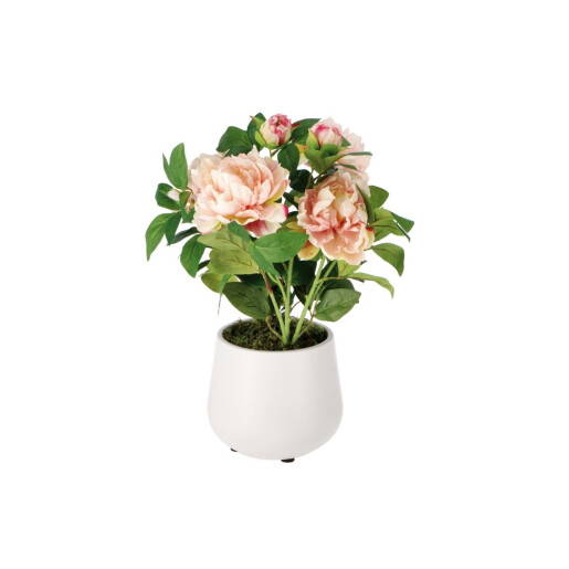 Bujori artificiali roz somon in ghiveci 19 x 52 cm