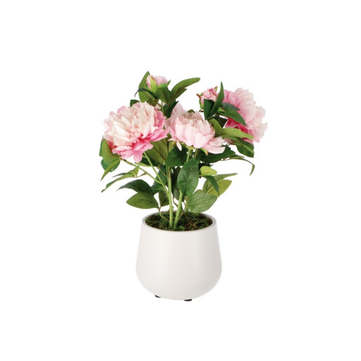 Bujori artificiali roz in ghiveci 19 x 52 cm