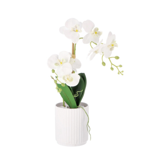 Orhidee artificiala alba in ghiveci  11 x 44 cm