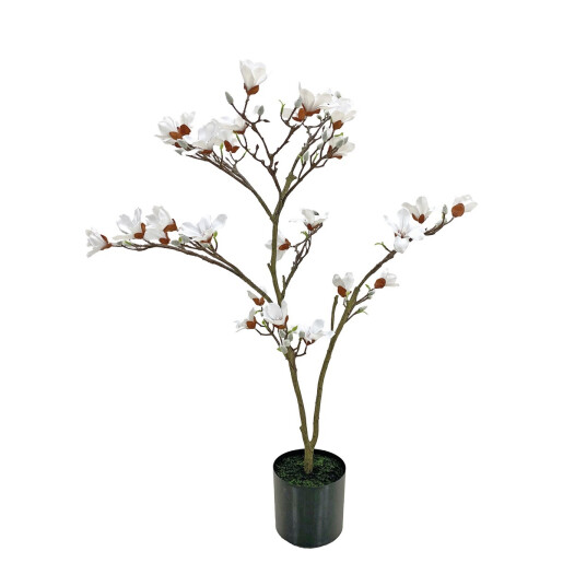Magnolie alba artificiala in ghiveci  15 x 90 cm