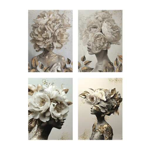 Set 4 tablouri oleografie pe panza Women 50 x 70 cm