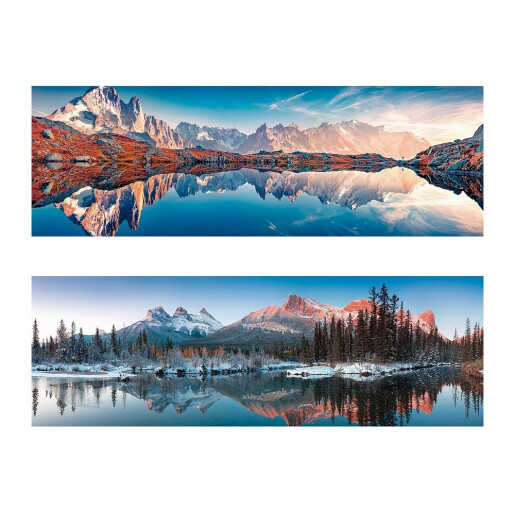 Set 2 tablouri olegrafie pe panza multicolor Peisaje 120 x 40 cm